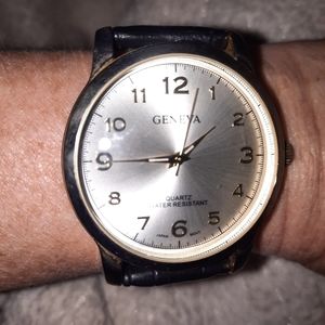 Geneva watch with black band